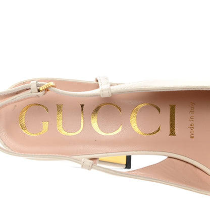 Gucci Malaga Kid Horsebit 75mm Slingback Pumps 37.5 Mystic White 7 of 7