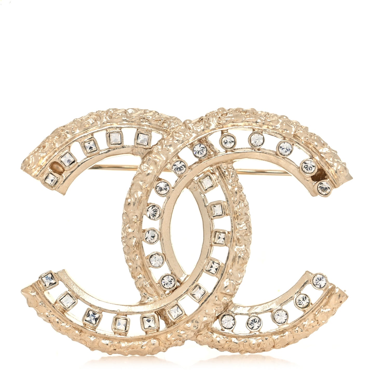 Crystal CC Brooch Light Gold
