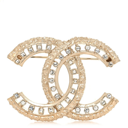 Chanel Crystal CC Brooch Light Gold 1 of 4