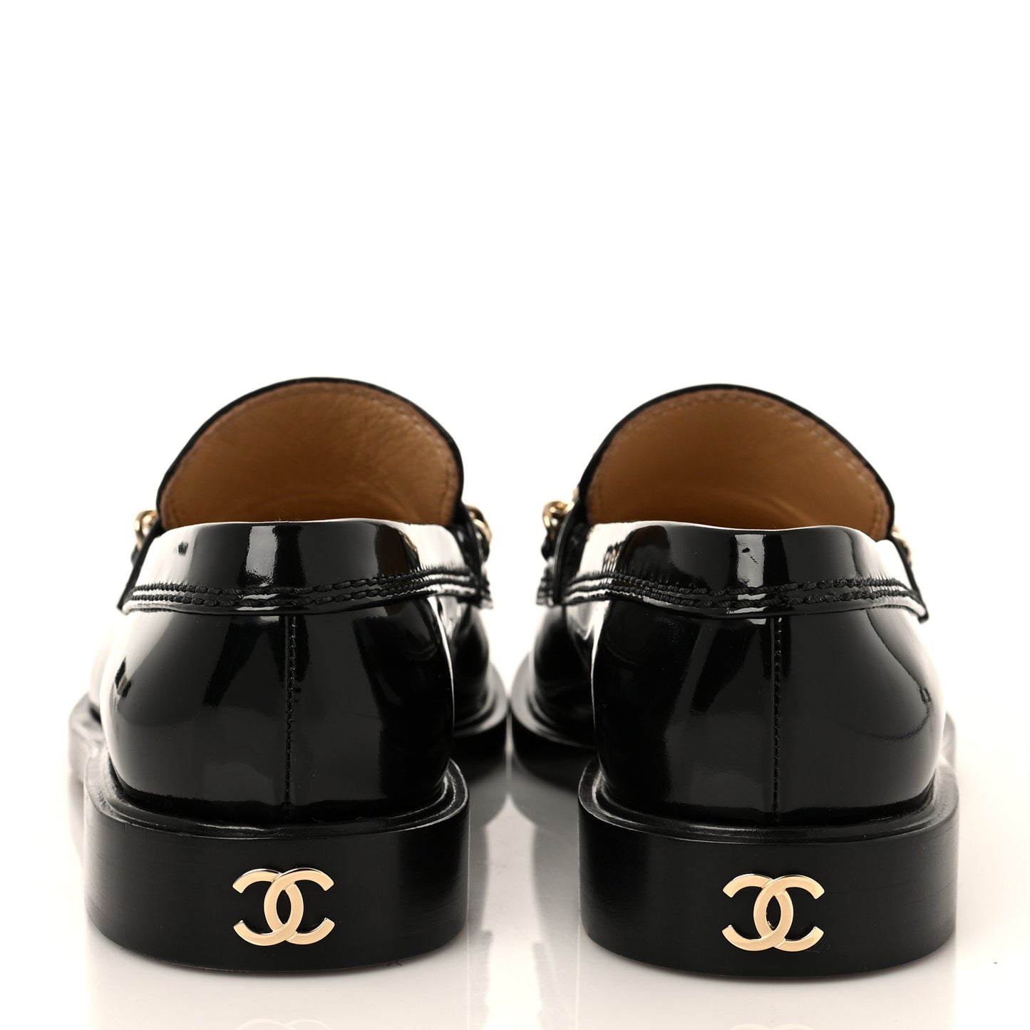 Shiny Calfskin Logo Loafers 37.5 Black