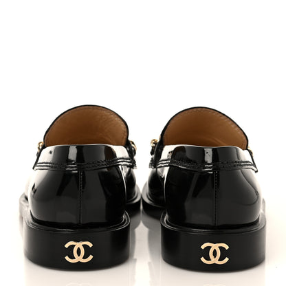 Chanel Shiny Calfskin Logo Loafers 37.5 Black 5 of 8