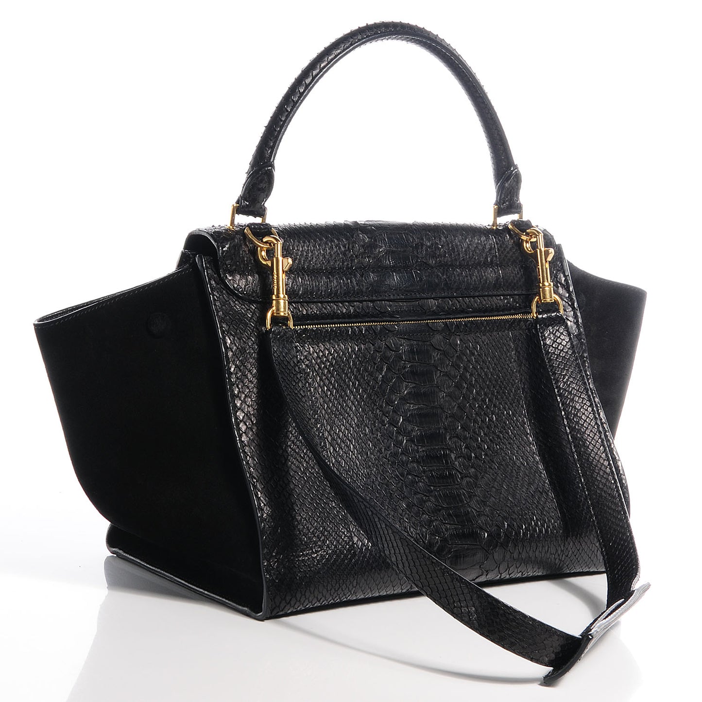 Python and Suede Small Trapeze Black
