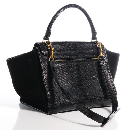Celine Python and Suede Small Trapeze Black 3 of 8
