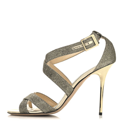 Jimmy Choo Glitter Lottie Sandals 39.5 Gold 1 of 8
