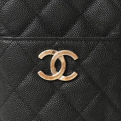 Chanel Caviar Quilted Striated Classic Flat Wallet Pouch  Black 8 of 11