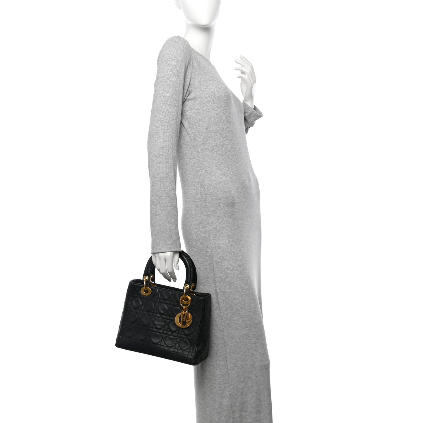 Lambskin Cannage Medium Lady Dior Black