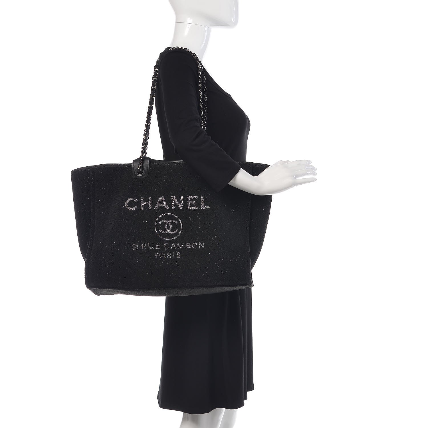 Chanel Lurex Boucle Medium Deauville Tote Black 2 of 10