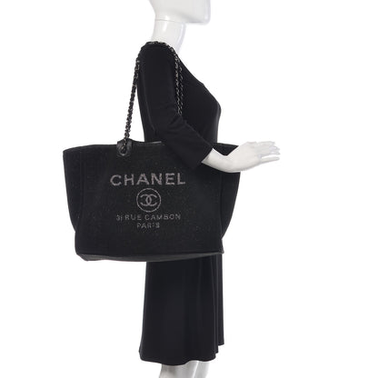 Chanel Lurex Boucle Medium Deauville Tote Black 2 of 10