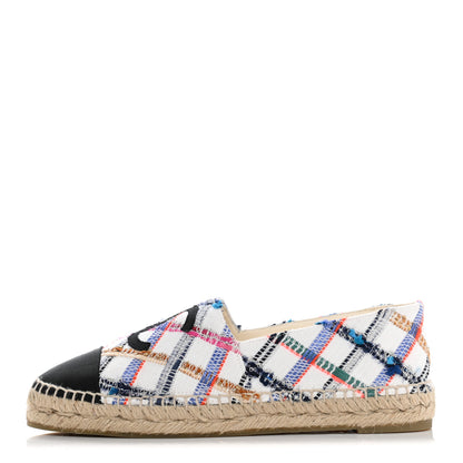 Chanel Tweed Grosgrain CC Espadrilles 40 White Blue Pink Green Black 1 of 10