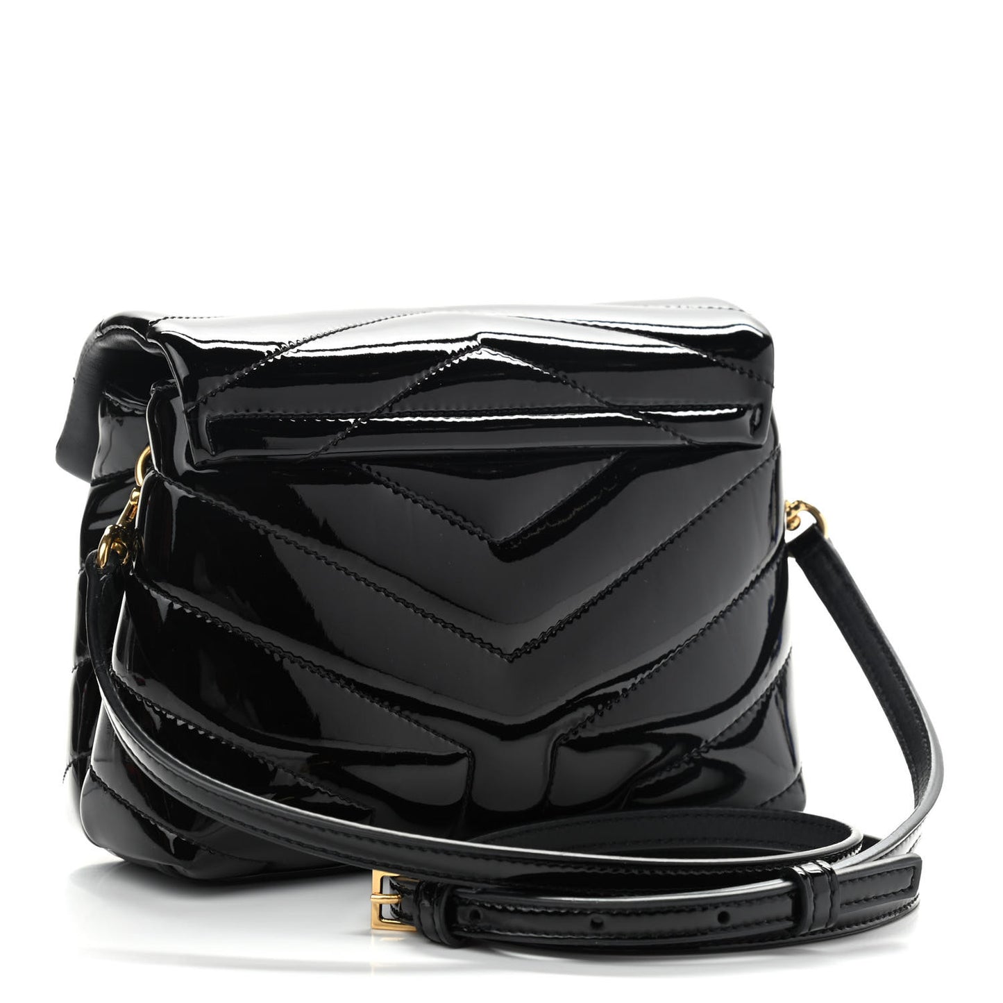 Patent Y Quilted Monogram Toy Loulou Crossbody Bag Black