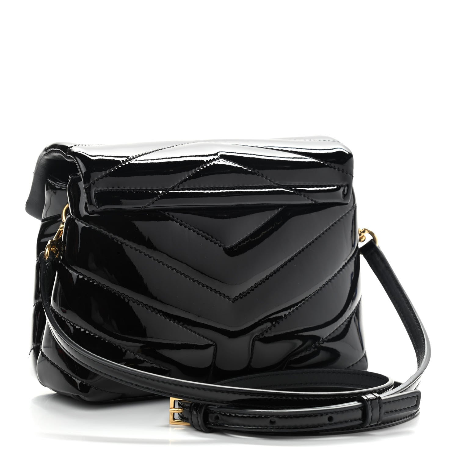 Saint Laurent Patent Y Quilted Monogram Toy Loulou Crossbody Bag Black 3 of 10