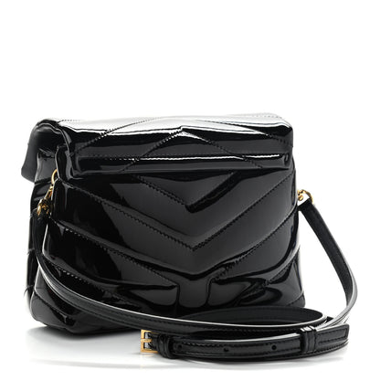 Saint Laurent Patent Y Quilted Monogram Toy Loulou Crossbody Bag Black 3 of 10
