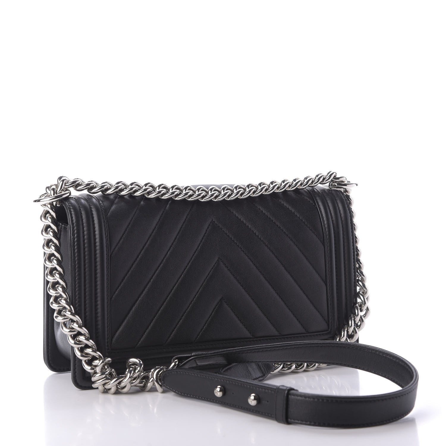 Chanel Calfskin Chevron Quilted Medium Boy Flap Black 3 of 9