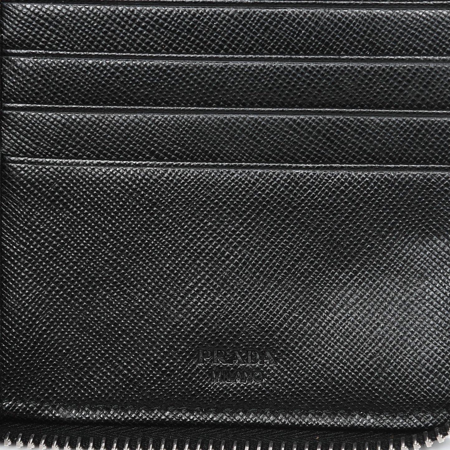 Saffiano Metal Zip Around Travel Wallet Black