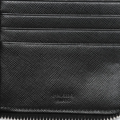 Prada Saffiano Metal Zip Around Travel Wallet Black 6 of 10