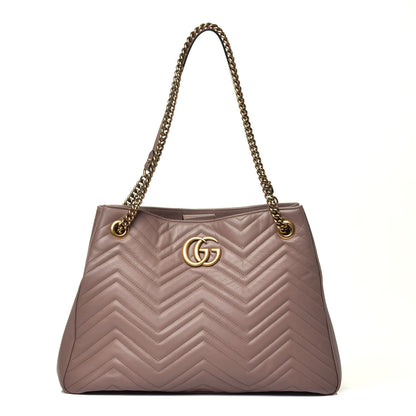 Gucci Calfskin Matelasse Medium GG Marmont Shoulder Tote Bag Porcelain Rose 1 of 9