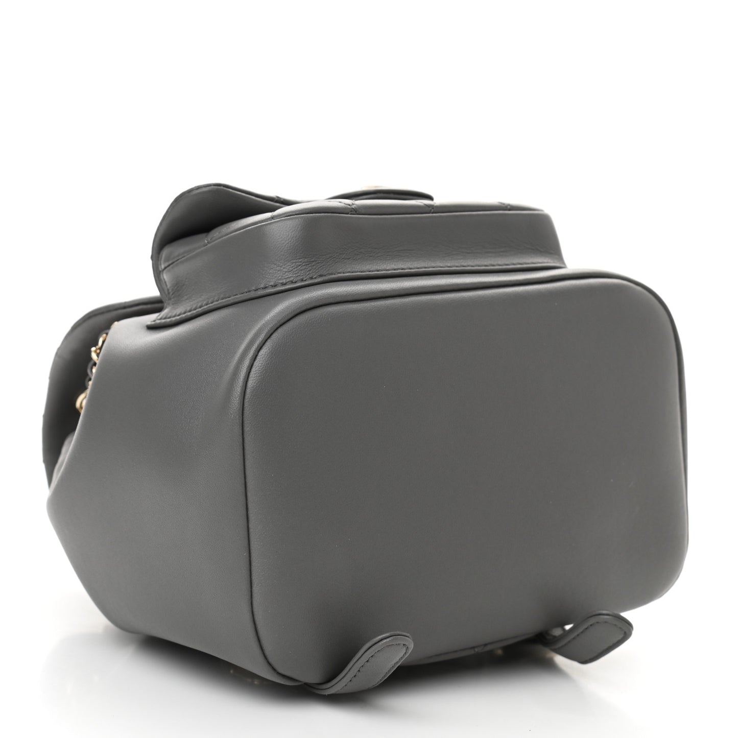 Lambskin Quilted Small Duma Drawstring Backpack Grey