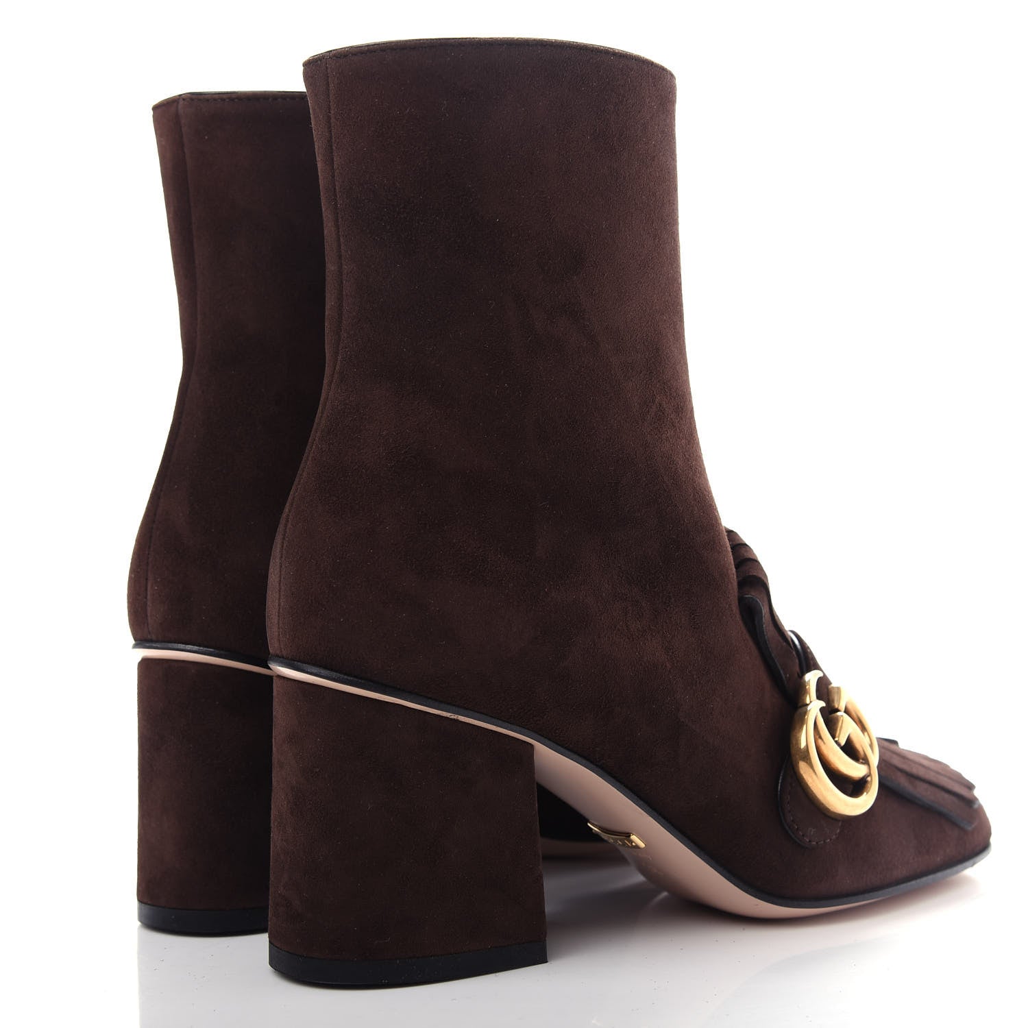 Gucci Kid Scamosciato GG Marmont Fringe 75mm Ankle Boots 36 Cocoa 4 of 11