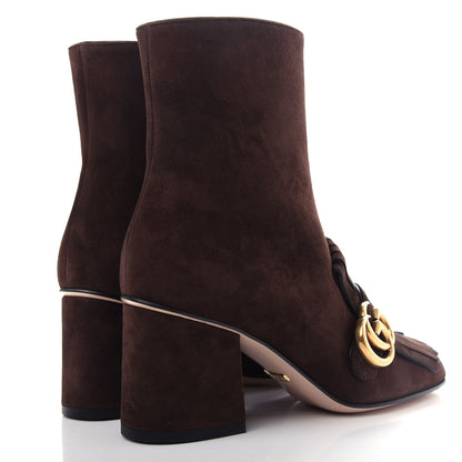 Gucci Kid Scamosciato GG Marmont Fringe 75mm Ankle Boots 36 Cocoa 4 of 11