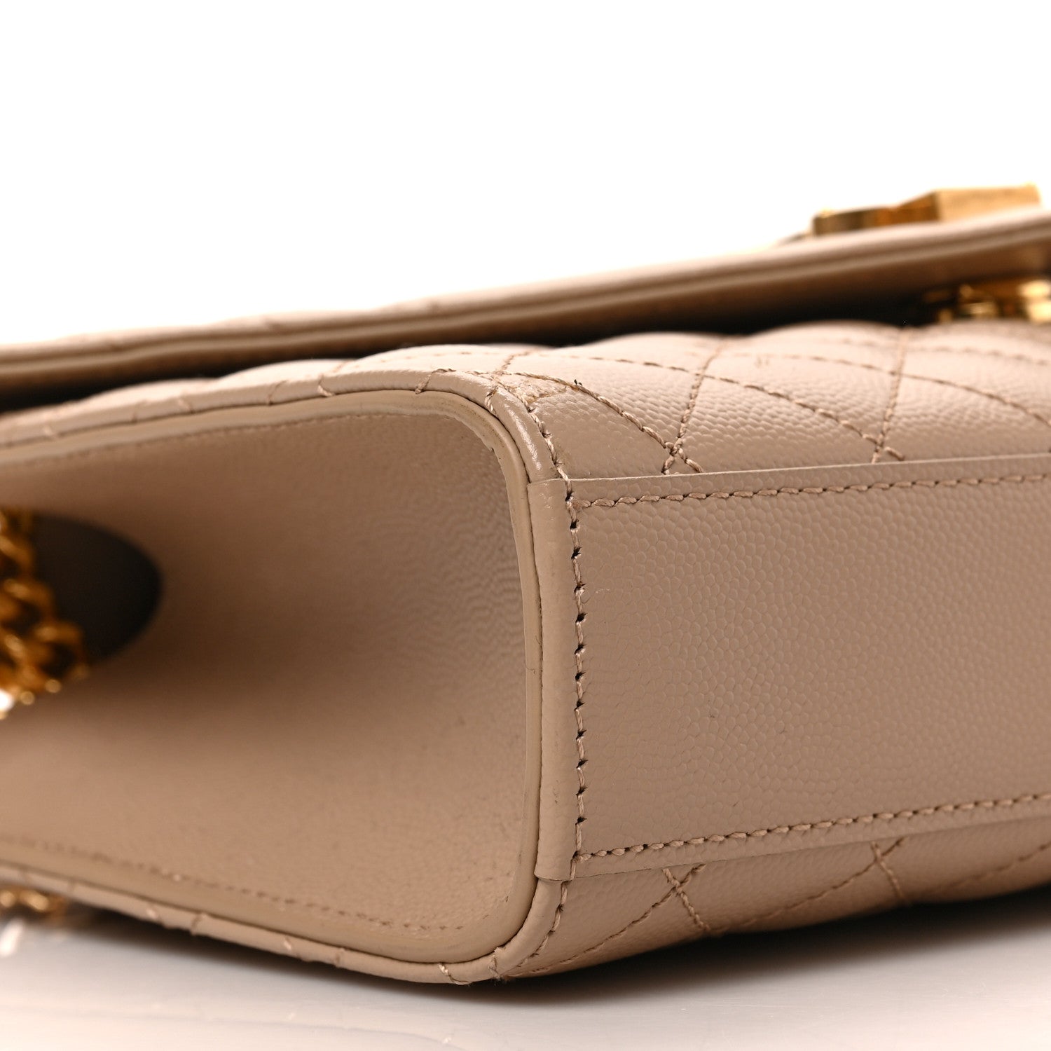 Saint Laurent Grain De Poudre Textured Mixed Matelasse Medium Triquilt Monogram Satchel Dark Beige 6 of 7
