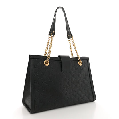 Gucci Guccissima Medium Padlock Tote Black 3 of 10
