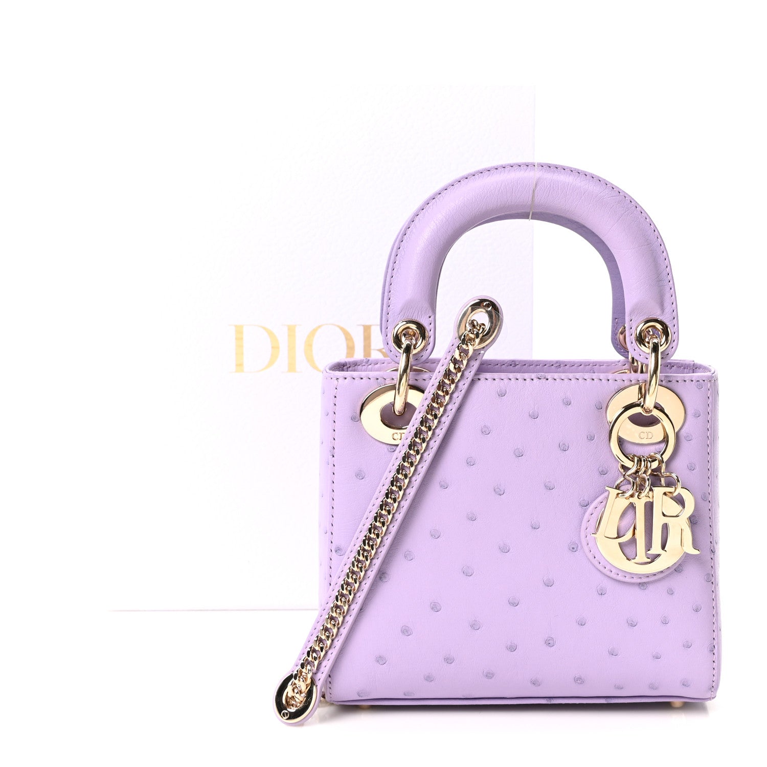 Christian Dior Ostrich Mini Lady Dior Purple 1832004 – FASHIONPHILE