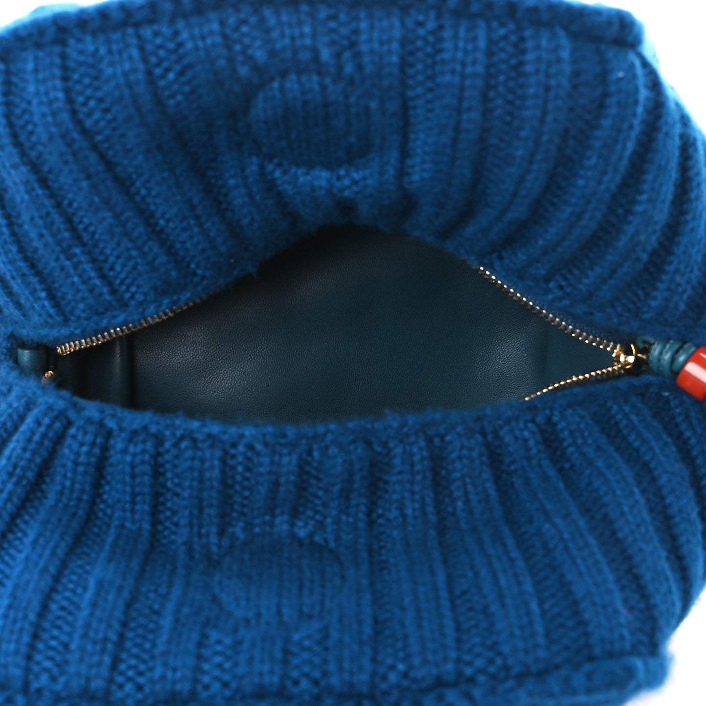 Cashmere Cable Knit Pontaccio Puffy Pouch Clutch Bag Blue