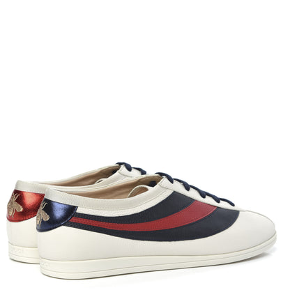 Gucci Calfskin Mens Web Falacer Sneakers 8 White Blue 4 of 8