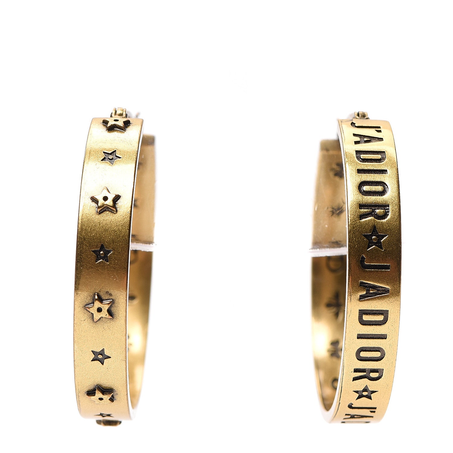 Christian Dior Metal J'Adior Star Hoop Earrings Aged Gold 1 of 2