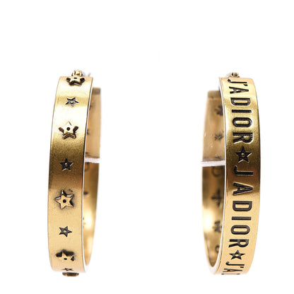 Christian Dior Metal J'Adior Star Hoop Earrings Aged Gold 1 of 2
