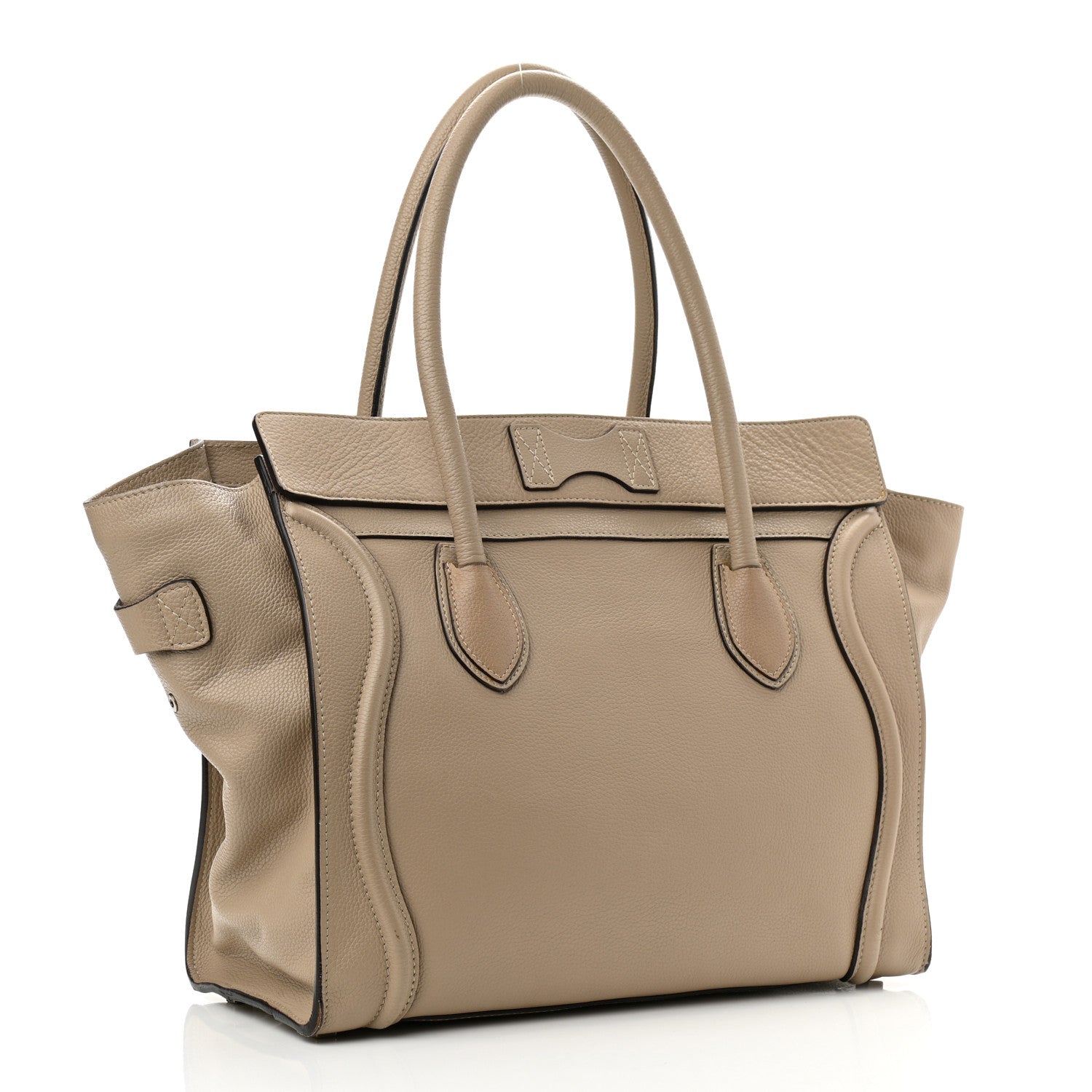 Celine Drummed Calfskin Shoulder Luggage Dune 3 of 17
