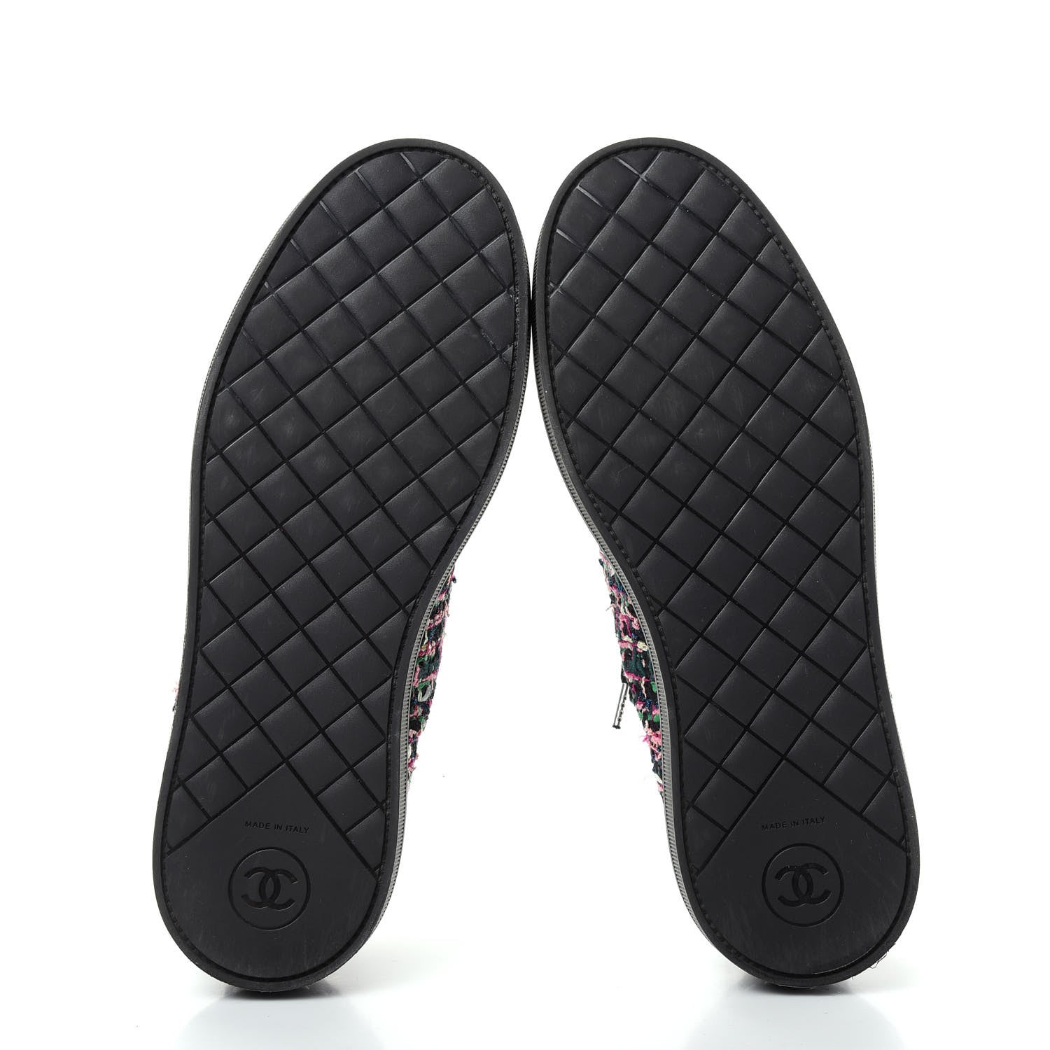 Chanel Metallic Tweed Grosgrain Pearl Lace Up Sneakers 39 Black Multicolor 6 of 10