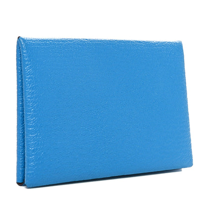 Hermes Chevre Mysore Verso Calvi Card Case Bleu Frida Cuivre 3 of 9