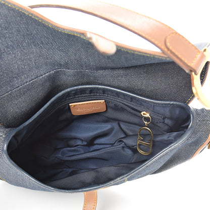 Christian Dior Denim Calfskin Saddle Bag Blue 4 of 13