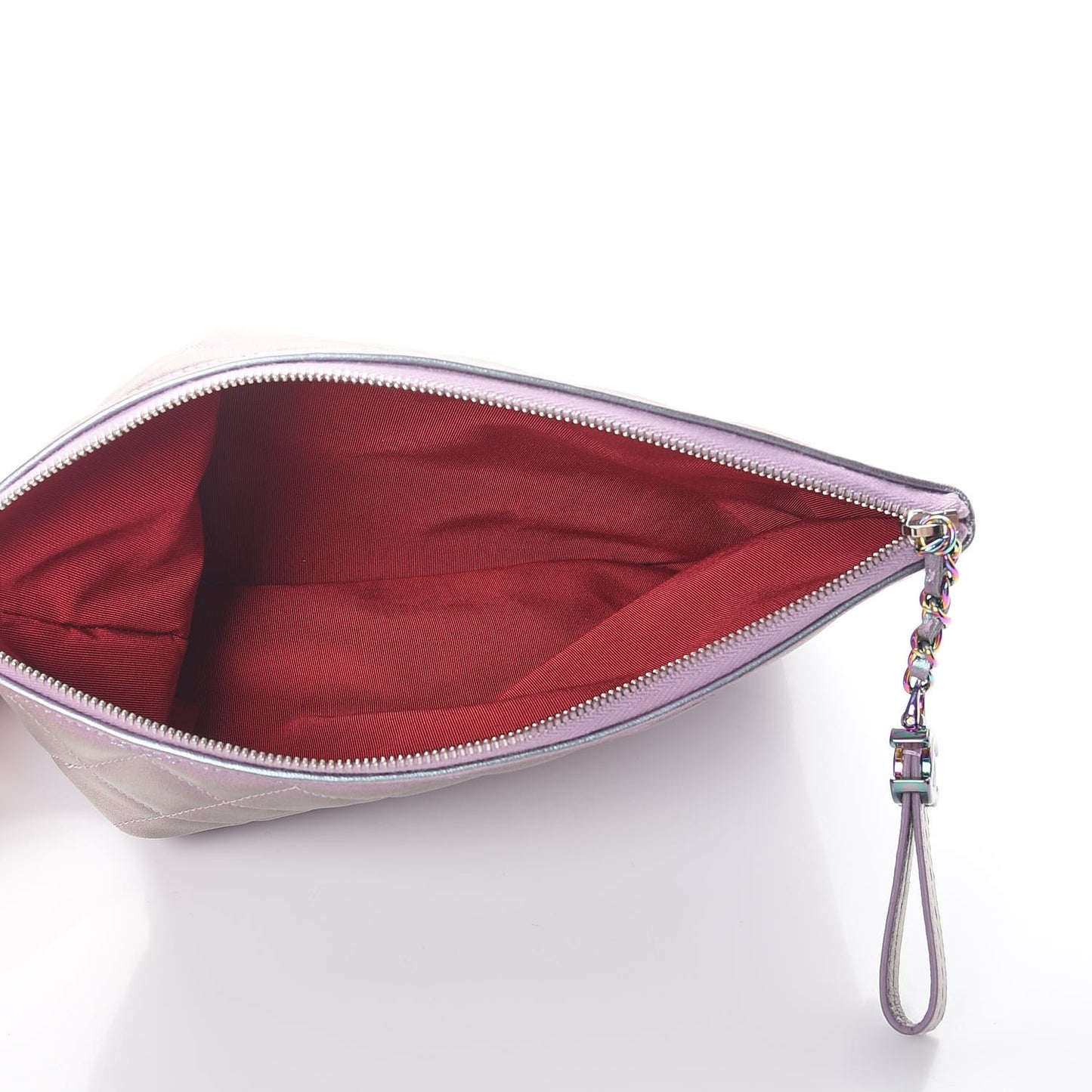 Iridescent Lambskin Quilted Medium Gabrielle Cosmetic Case Light Purple
