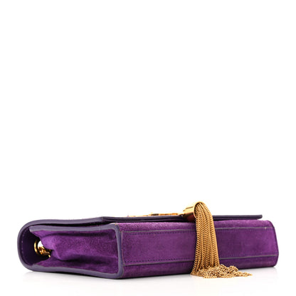 Saint Laurent Suede Small Classic Monogram Kate Tassel Satchel Purple 3 of 16