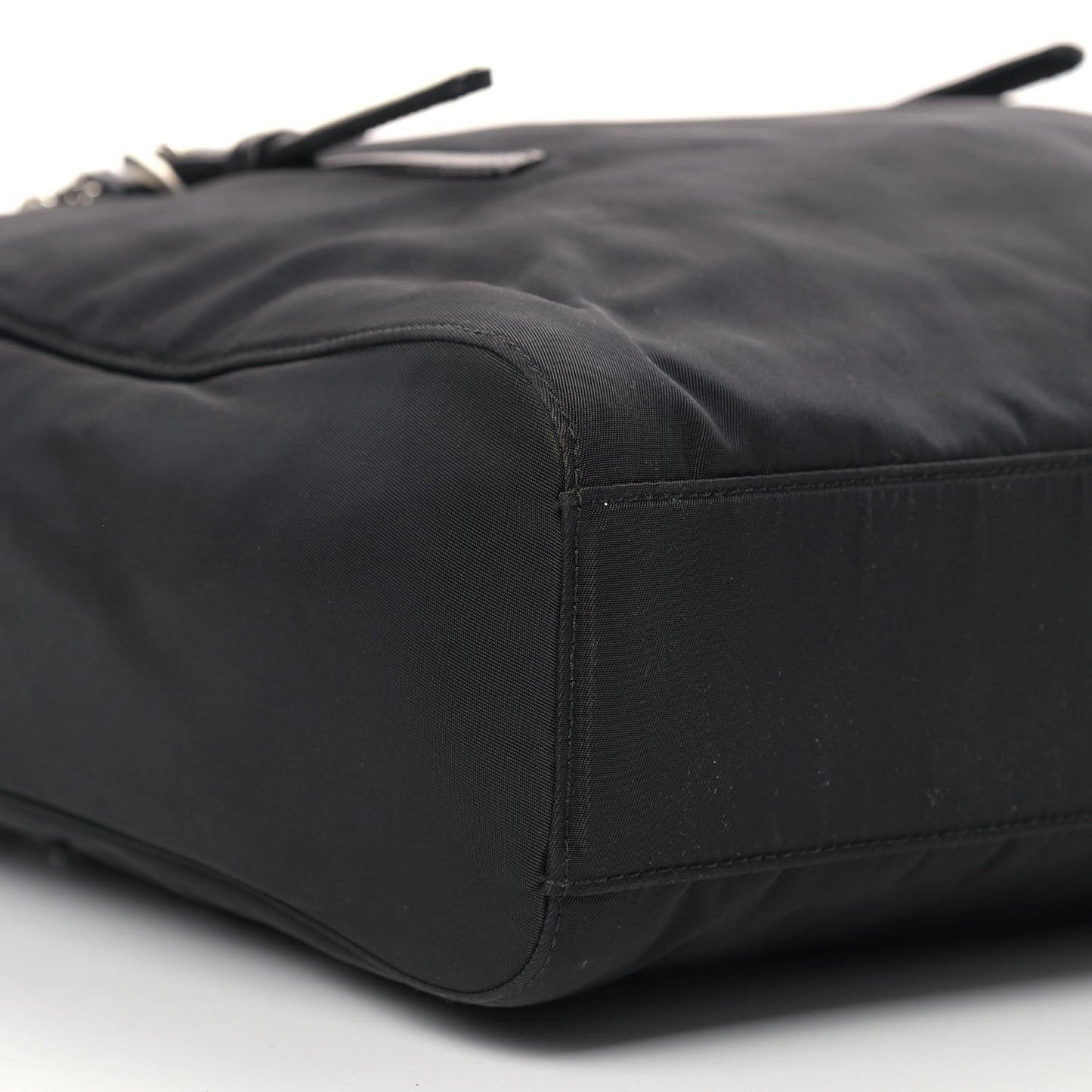 Nylon Tessuto Acciaio Chain Shoulder Bag Black