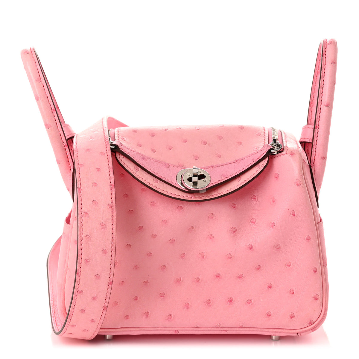 Hermes Ostrich Mini Lindy 20 Rose Bubblegum 1 of 11