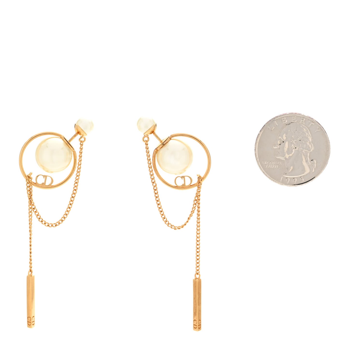 Pearl Tribales Dangle Chain Earrings Gold