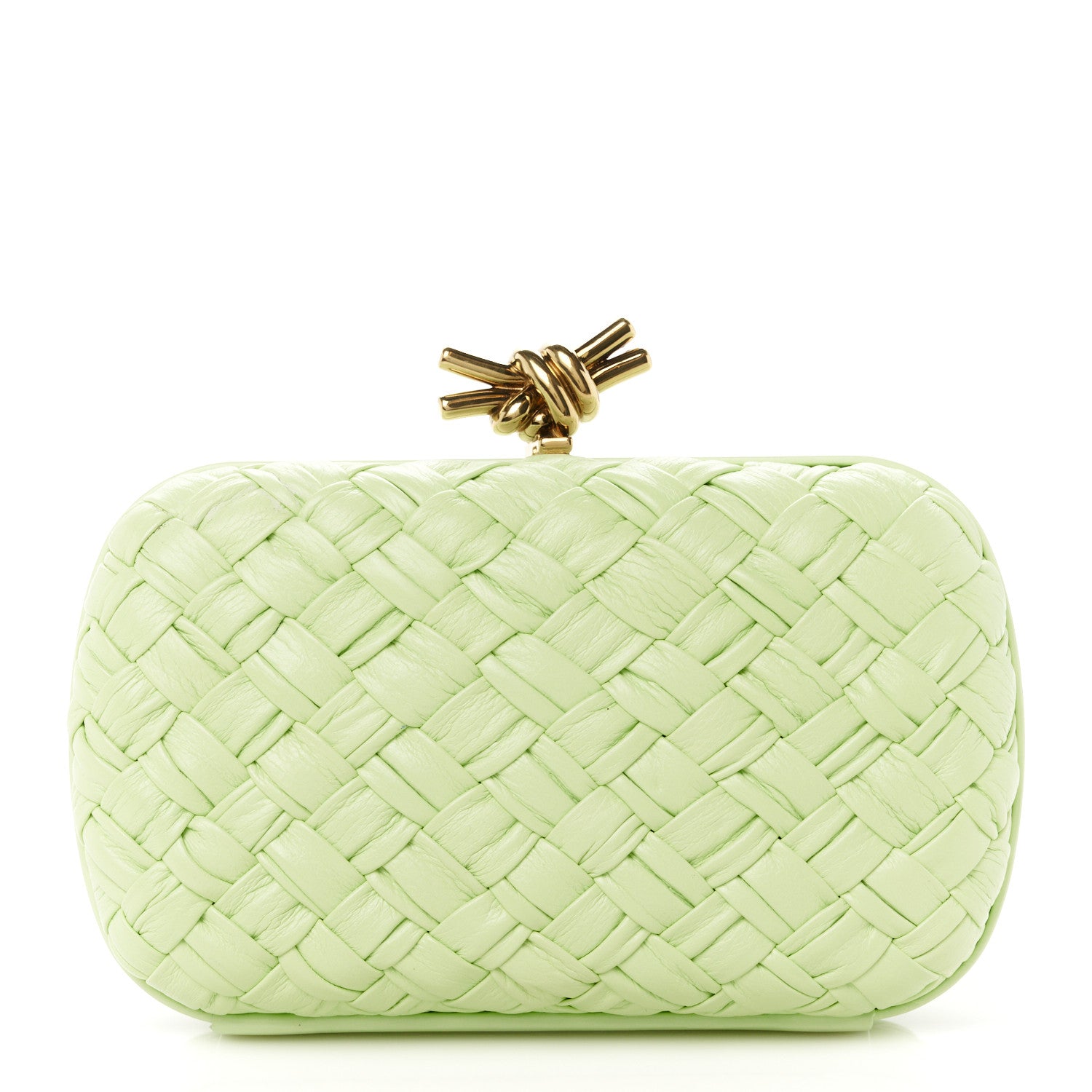 Bottega Veneta Foulard Intrecciato Minaudiere Knot Clutch Fennel 1 of 7