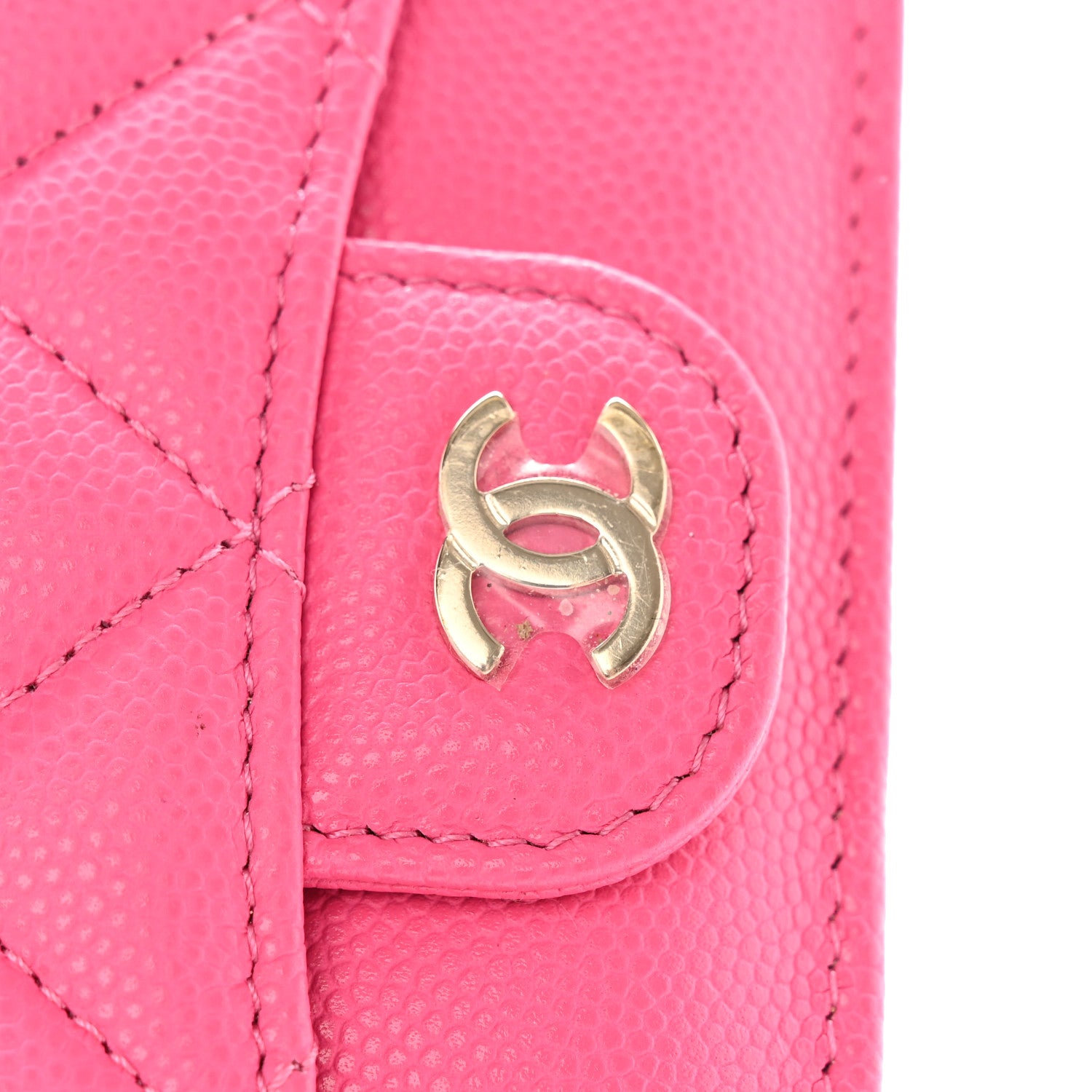 Chanel Caviar Quilted Flap Zip Card Holder Dark Pink 10 of 17