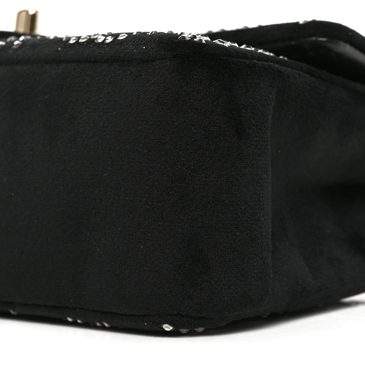 Velvet Crystal Mini Rectangular Flap Black