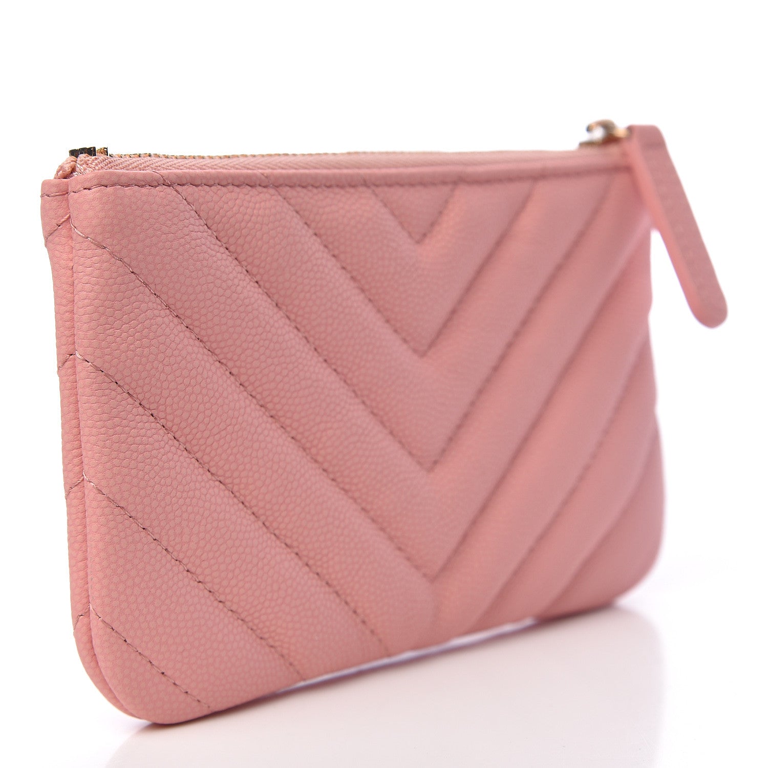 Chanel Caviar Chevron Quilted Small Cosmetic Case Pink 3 of 8