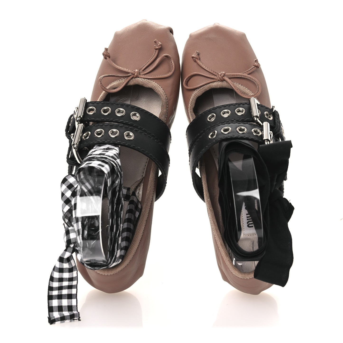 Nappa Double Buckle Ballerina Flats 35 Cammeo Black