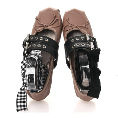 Miu Miu Nappa Double Buckle Ballerina Flats 35 Cammeo Black 2 of 10