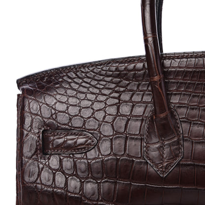 Hermes Matte Crocodile Birkin 35 Chocolate 11 of 37