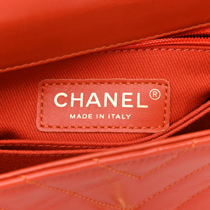 Chanel Calfskin Chevron Quilted Mini Coco Handle Flap Orange 6 of 10