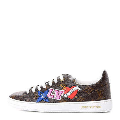 Louis Vuitton Calfskin Monogram LV Black Heart Sneakers 37 Cacao 1 of 9