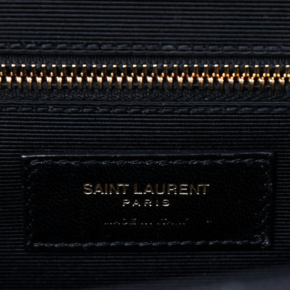 Saint Laurent Grain De Poudre Matelasse Chevron Large Monogram Satchel Black 6 of 8