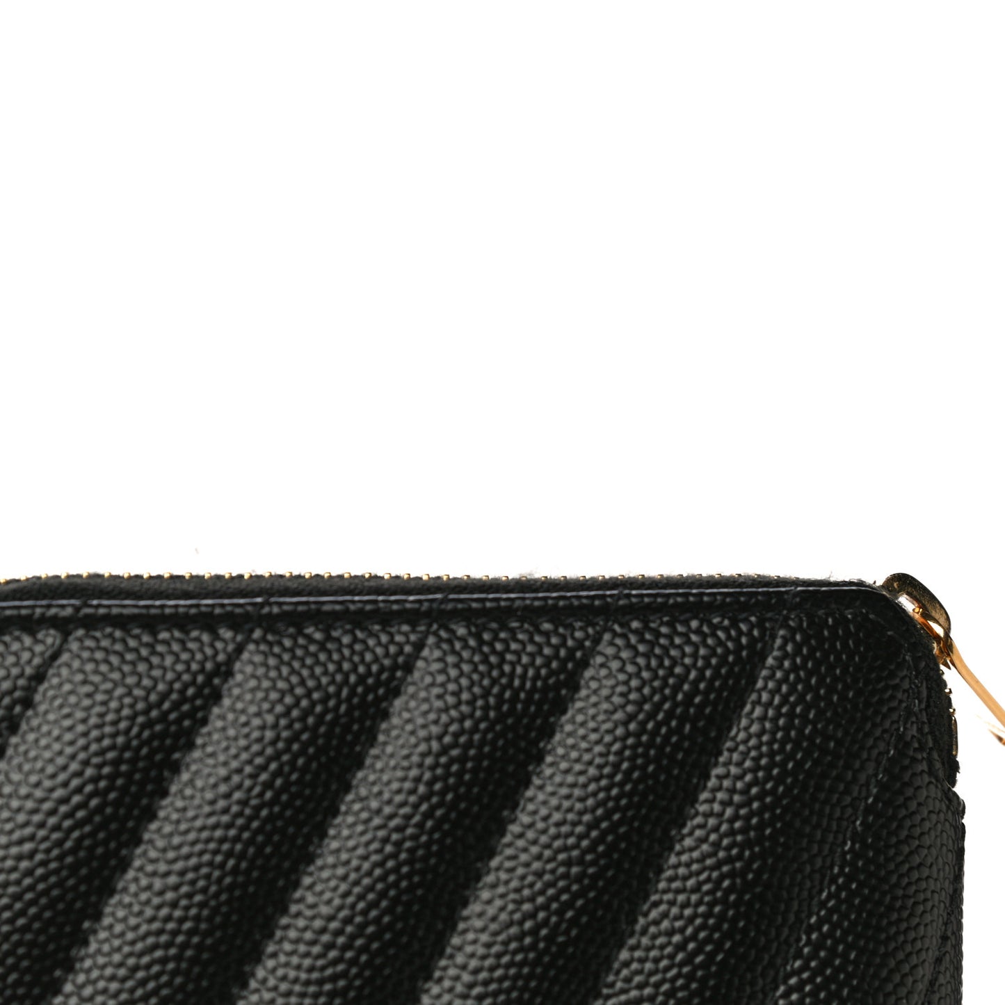 Grain De Poudre Matelasse Chevron Monogram Compact Zip Around Wallet Black